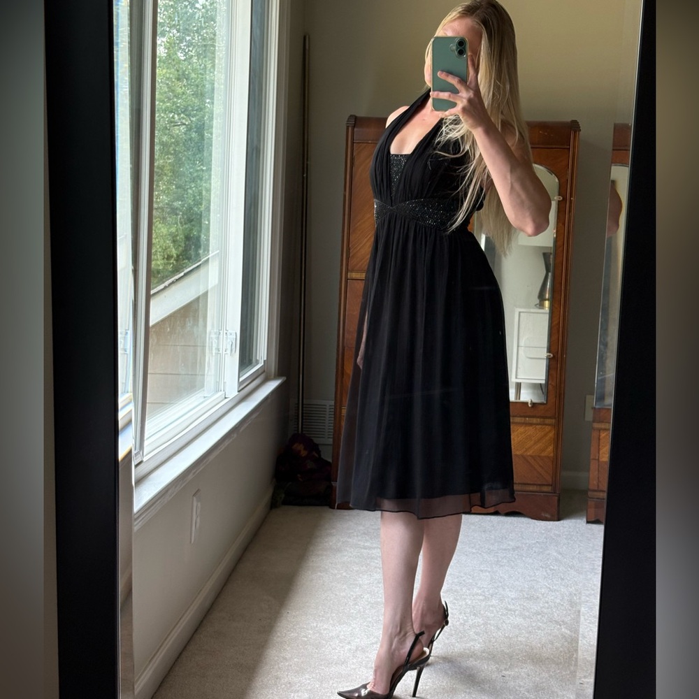 Maggy London Black Halter Midi Sundress